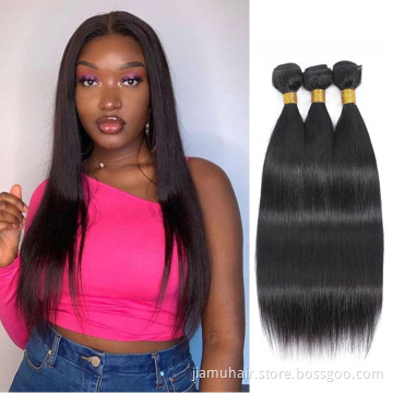 Straight Human Hair Weave Bundles Natural Black 100% Human Hair Bundles Remy Hair